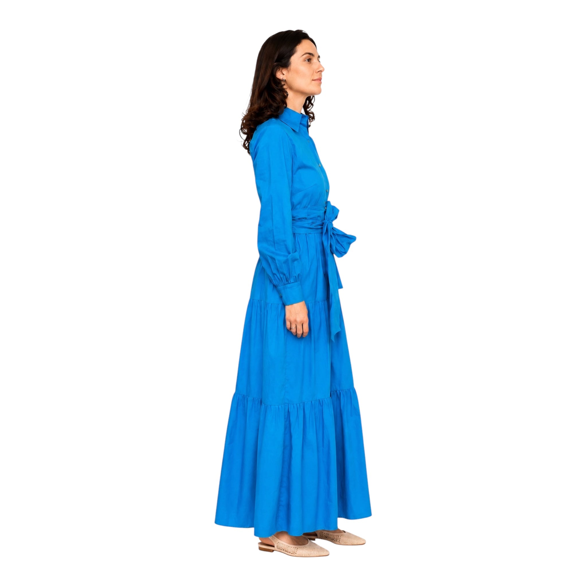 Vestido camisero azul turquesa
